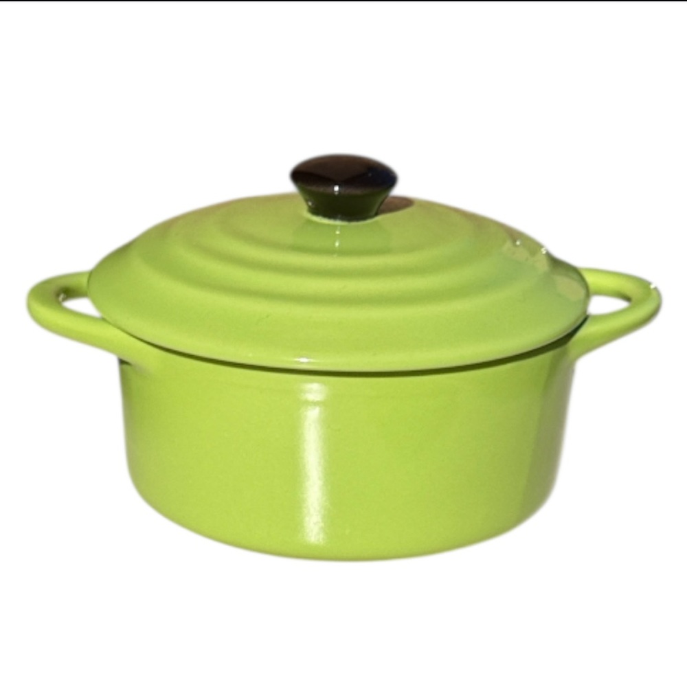 Creative Co-Op Lime Green Stoneware Round Mini Baker with Lid